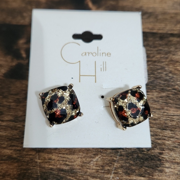 Leopard Print Post Earrings - Picture 1 of 1